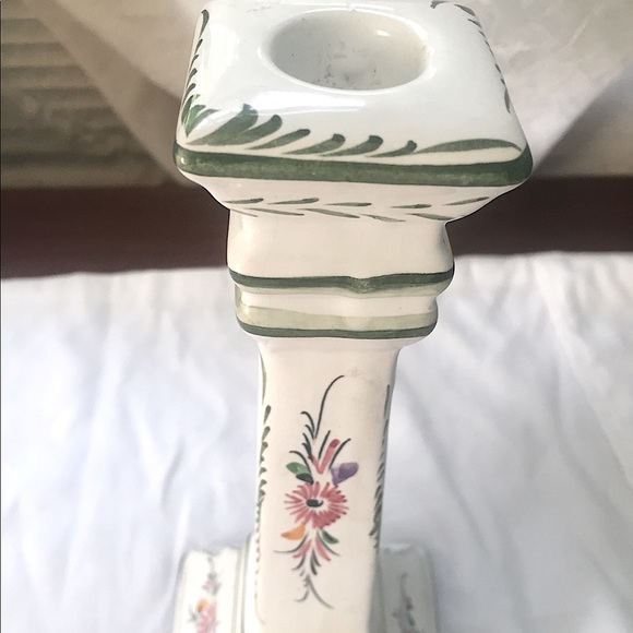 Artisan Hand Painted Floral Candlestick - Picture 3 of 6